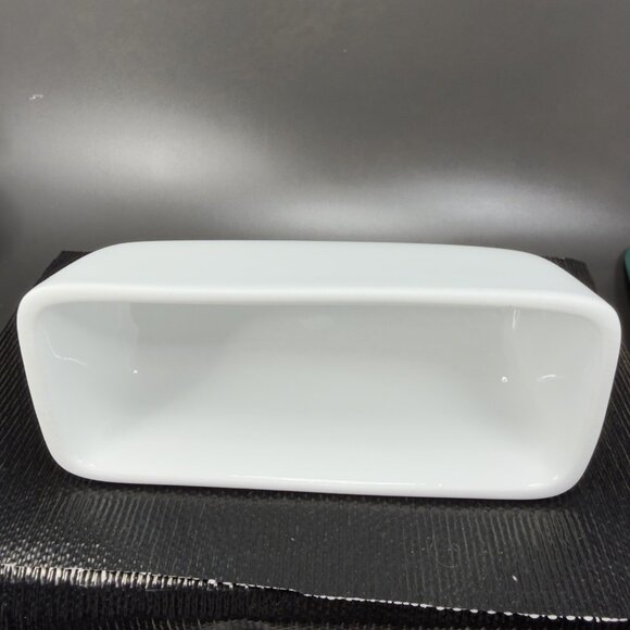 Dash of That White Porcelain Covered Butter Dish Knob Handle Butter Keeper Dish - Picture 6 of 10